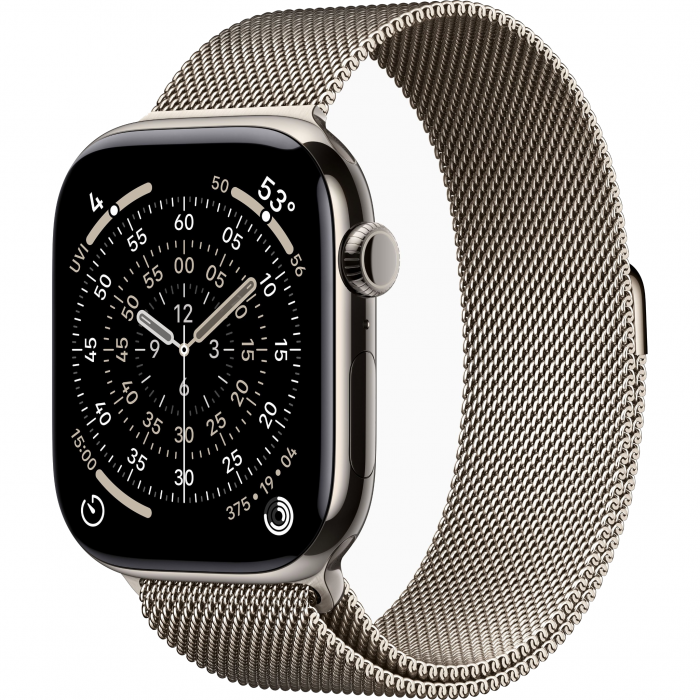 Apple Watch 11 46mm, Natural Titanium, Milanese Loop, M/L