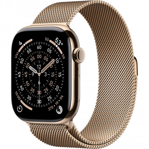 Apple Watch 11 46mm, Gold Titanium, Milanese Loop, S/M