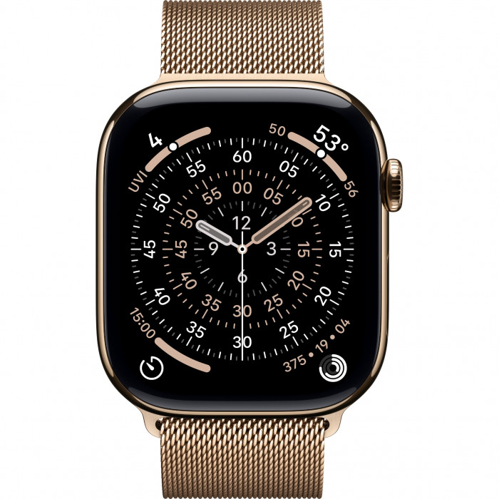 Apple Watch 11 46mm, Gold Titanium, Milanese Loop, S/M