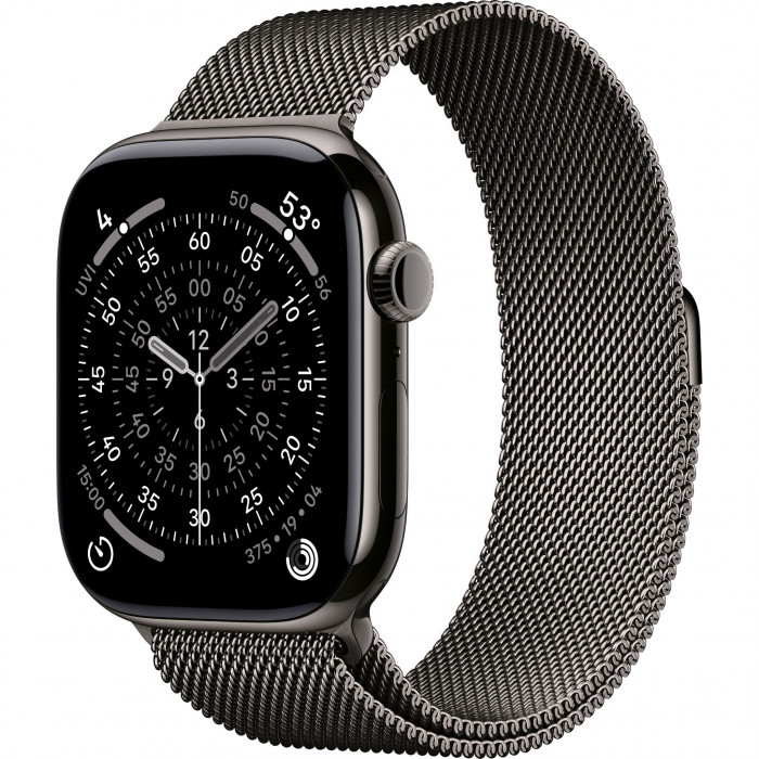 Apple Watch 11 46mm, Slate Titanium, Milanese Loop, S/M