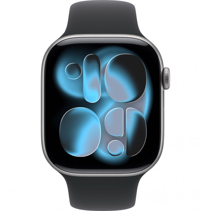 Apple Watch 11 42mm, Space Gray Aluminum, Black Sport Band, S/M