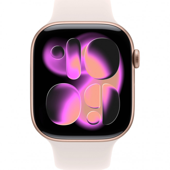 Apple Watch 11 46mm, Rose Gold Aluminum, Light Blush Sport Band, M/L