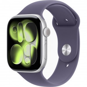 Apple Watch 11 42mm, Silver Aluminum, Purple Fog Sport Band, S/M