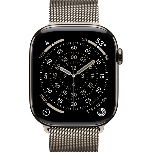 Apple Watch 11 46mm, Natural Titanium, Milanese Loop, S/M