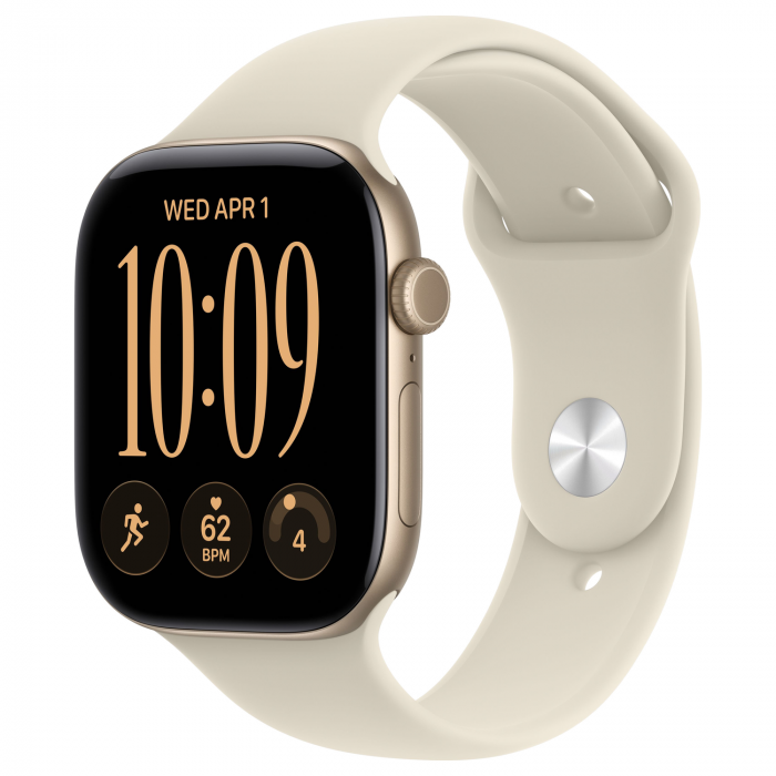 Apple Watch 12 46mm, Light Gold Aluminum, Sand Sport Band, M/L