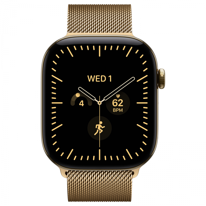 Apple Watch 12 46mm, Radiant Gold Titanium, Milanese Loop M/L