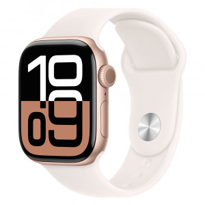 Apple Watch 10 46mm, Aluminum Rose Gold/Light Blush Sport Band S/M