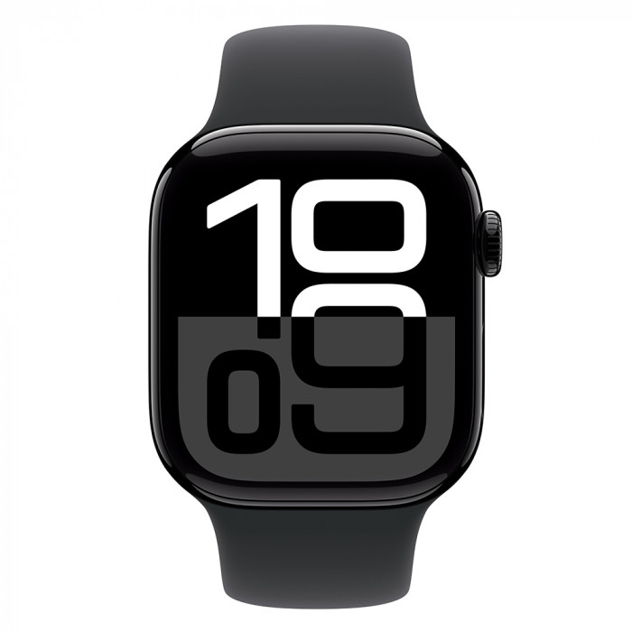 Apple Watch 10 42mm, Aluminum Jet Black, Ремешок Black Sport Band, размер M/L
