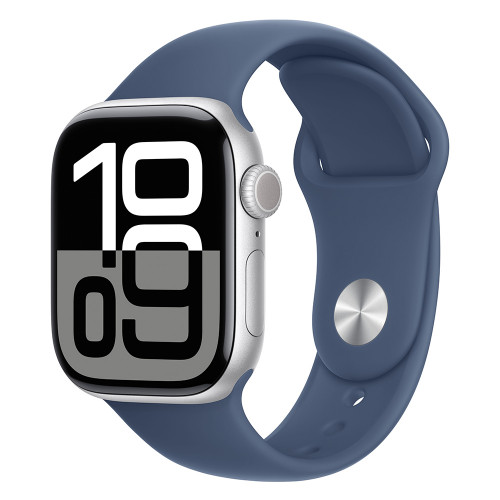 Apple Watch 10 46mm, Aluminum Silver/Denim Sport Band M/L