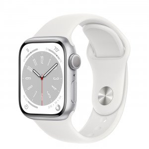 Apple Watch 8 41mm, Silver/White Sport Band M/L