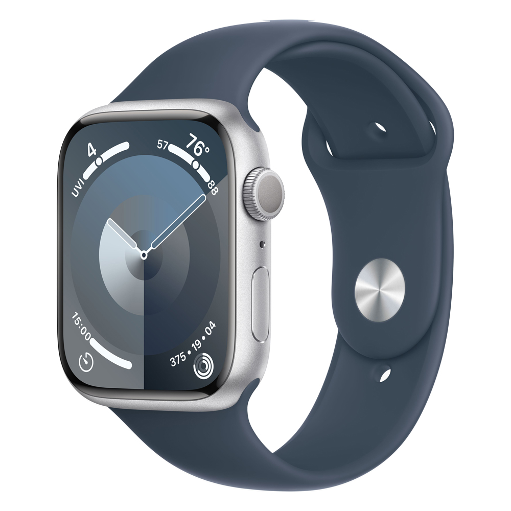 Apple Watch 9 41mm, Silver/Storm Blue Sport Band M/L