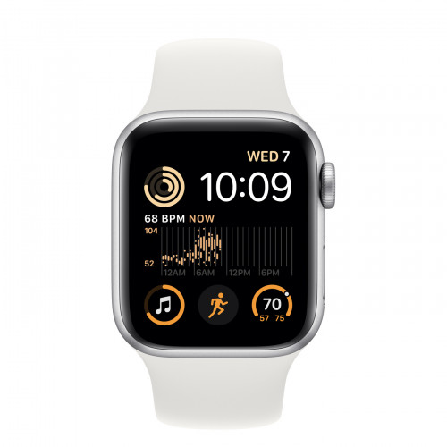 Apple Watch SE (2022) 44mm, Silver/White Sport Band