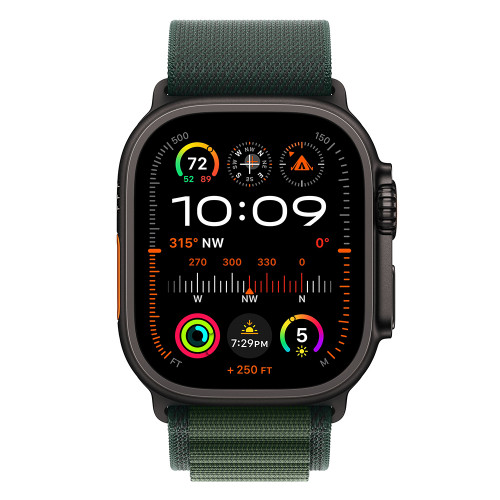 Apple Watch Ultra 2 (2024) 49mm Black Titanium, Alpine Loop, Dark Green M