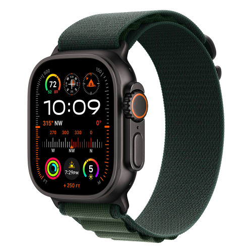 Apple Watch Ultra 2 (2024) 49mm Black Titanium, Alpine Loop, Dark Green M