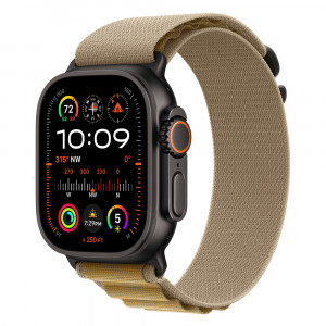 Apple Watch Ultra 2 (2024) 49mm Black Titanium, Alpine Loop, Tan L