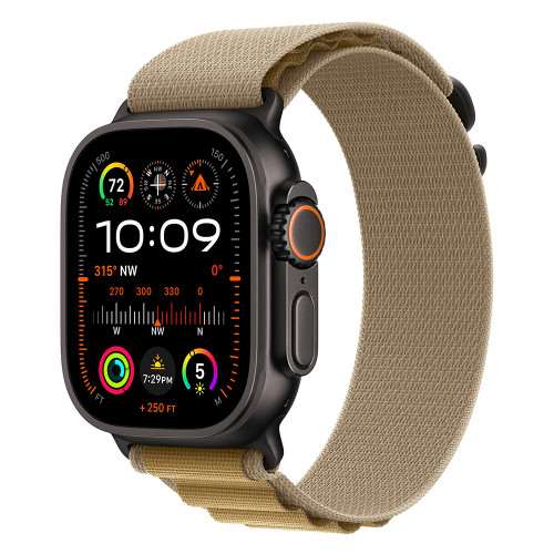 Apple Watch Ultra 2 (2024) 49mm Black Titanium, Alpine Loop, Tan M