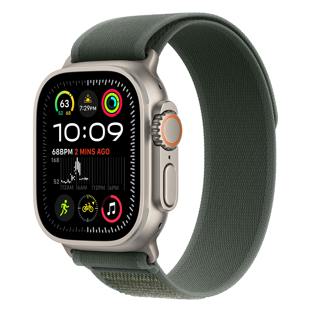 Apple Watch Ultra 2 (2024) 49mm Natural Titanium, Trail Loop, Green M/L