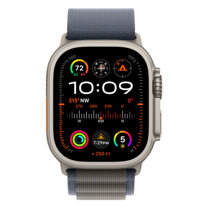 Apple Watch Ultra 2 49mm Titanium Alpine Loop, Blue L