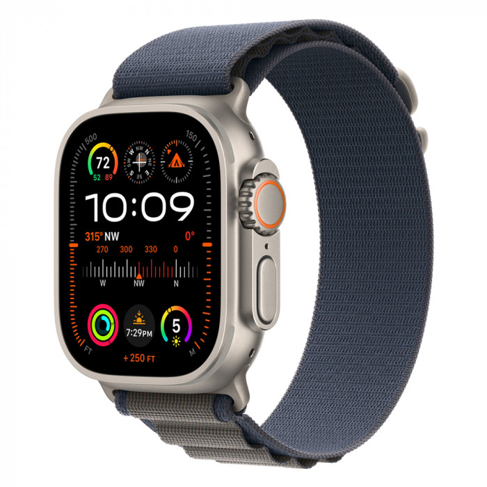 Apple Watch Ultra 2 49mm Titanium Alpine Loop, Blue L