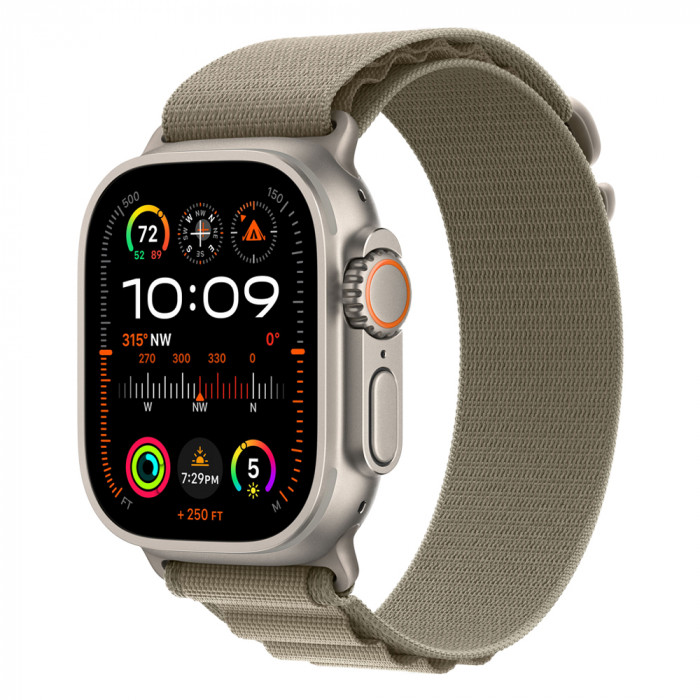 Apple Watch Ultra 2 49mm Titanium Alpine Loop, Olive S