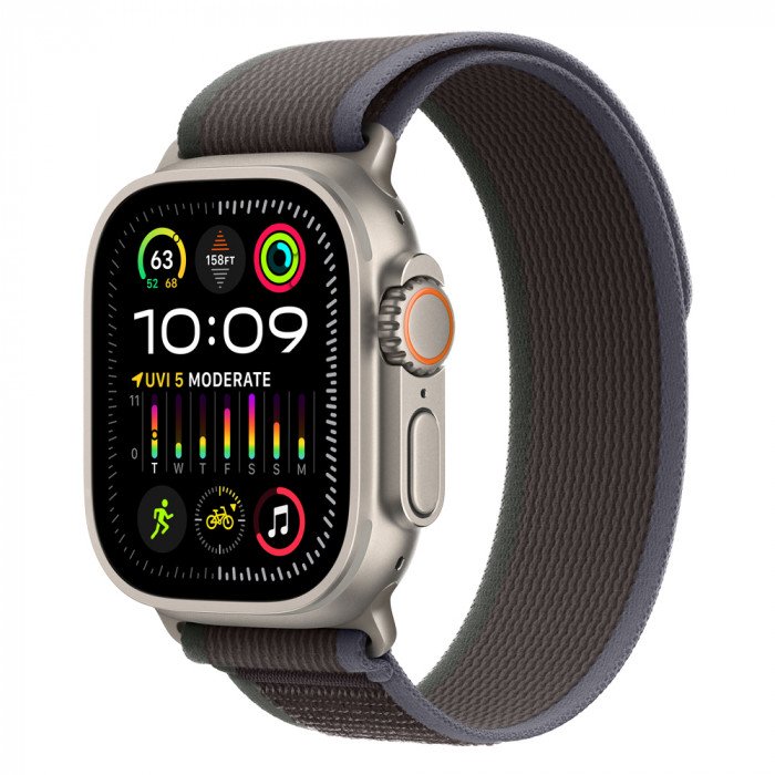 Apple Watch Ultra 2 49mm Titanium Trail Loop, Blue/Black M/L