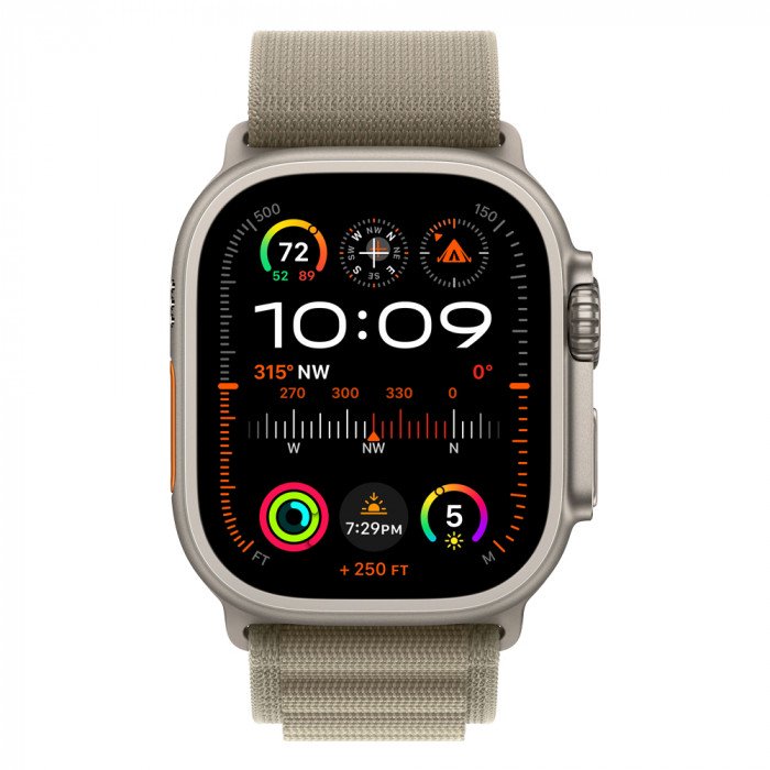 Apple Watch Ultra 2 49mm Titanium Alpine Loop, Olive L