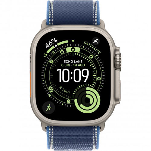 Apple Watch Ultra 3 49mm, Natural Titanium, Trail Loop Blue/Bright Blue, M/L