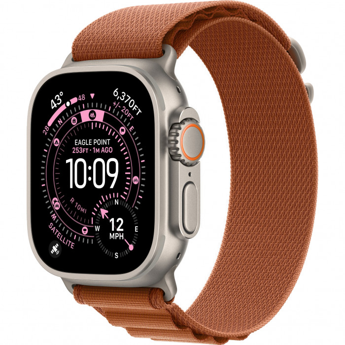 Apple Watch Ultra 3 49mm, Natural Titanium, Alpine Loop Terra Cotta, L
