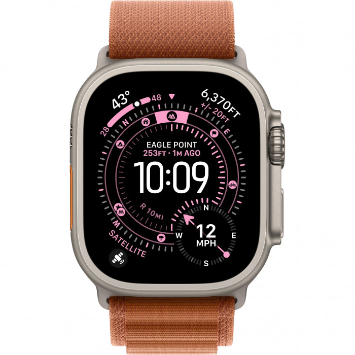 Apple Watch Ultra 3 49mm, Natural Titanium, Alpine Loop Terra Cotta, L