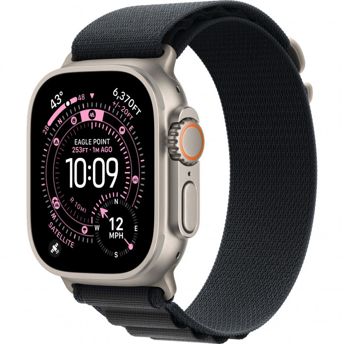 Apple Watch Ultra 3 49mm, Natural Titanium, Alpine Loop Black, S