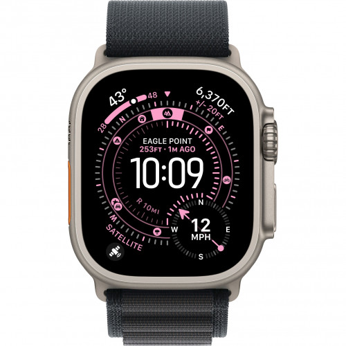 Apple Watch Ultra 3 49mm, Natural Titanium, Alpine Loop Black, S