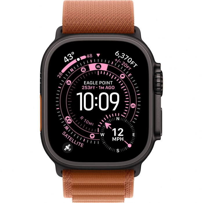 Apple Watch Ultra 3 49mm, Black Titanium, Alpine Loop Terra Cotta, S