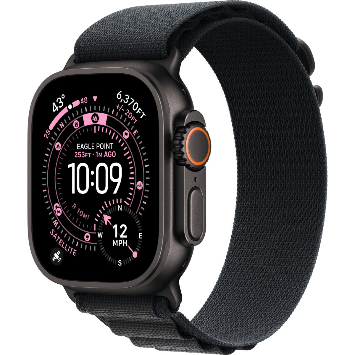 Apple Watch Ultra 3 49mm, Black Titanium, Alpine Loop Black, S