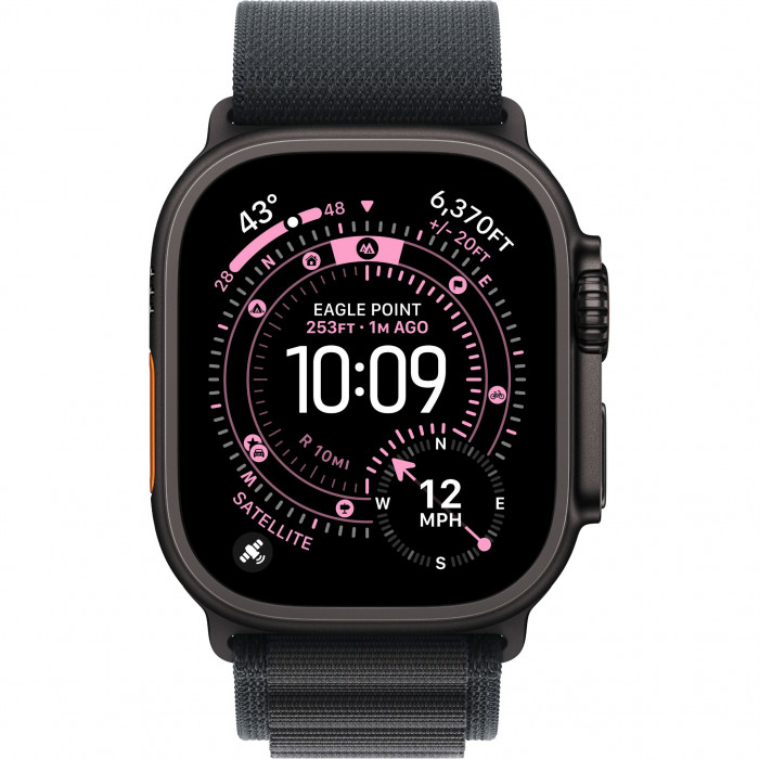 Apple Watch Ultra 3 49mm, Black Titanium, Alpine Loop Black, M