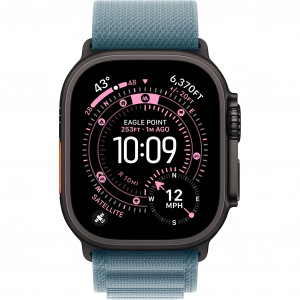 Apple Watch Ultra 3 49mm, Black Titanium, Alpine Loop Light Blue, M