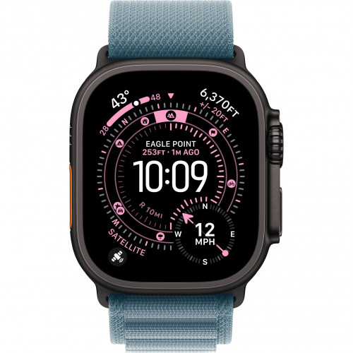 Apple Watch Ultra 3 49mm, Black Titanium, Alpine Loop Light Blue, M