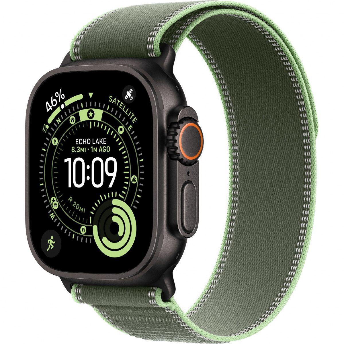 Apple Watch Ultra 3 49mm, Black Titanium, Trail Loop Green/Neon, M/L