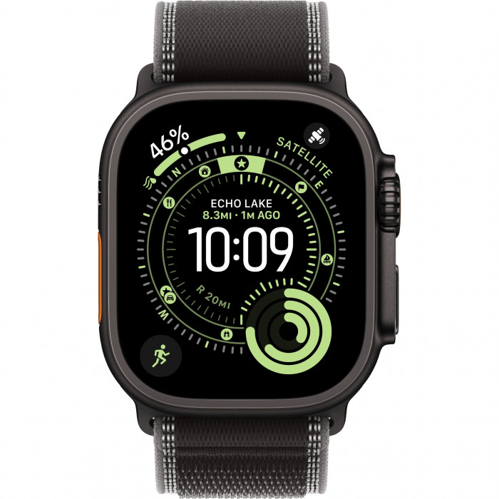Apple Watch Ultra 3 49mm, Black Titanium, Trail Loop Black/Charcoal, M/L