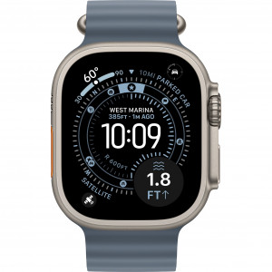 Apple Watch Ultra 3 49mm, Natural Titanium, Ocean Band Anchor Blue