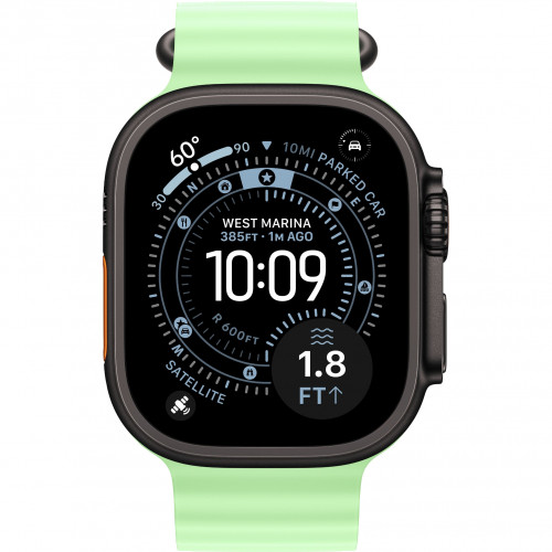Apple Watch Ultra 3 49mm, Black Titanium, Ocean Band Neon Green