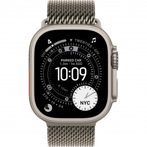 Apple Watch Ultra 3 49mm, Natural Titanium, Titanium Milanese Loop, L