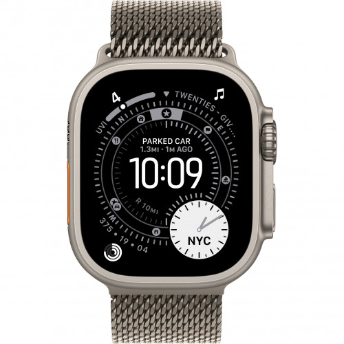 Apple Watch Ultra 3 49mm, Natural Titanium, Titanium Milanese Loop, L