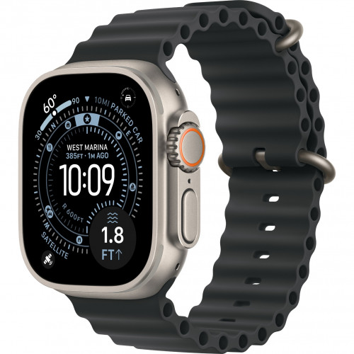 Apple Watch Ultra 3 49mm, Natural Titanium, Ocean Band Black