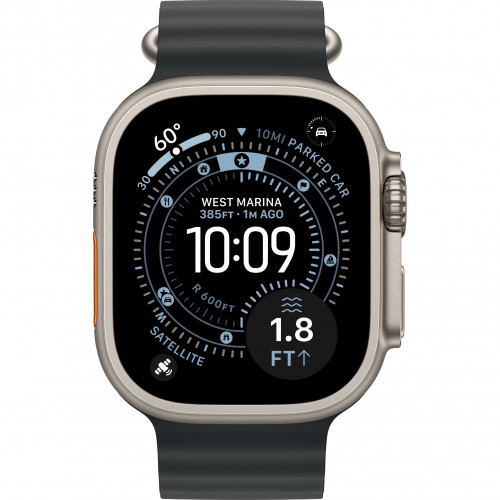 Apple Watch Ultra 3 49mm, Natural Titanium, Ocean Band Black