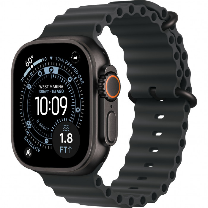 Apple Watch Ultra 3 49mm, Black Titanium, Ocean Band Black