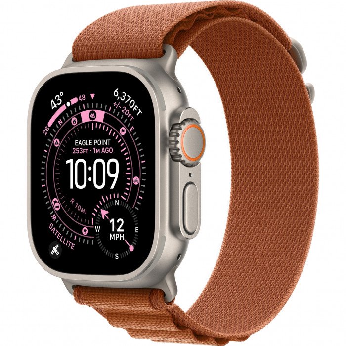 Apple Watch Ultra 3 49mm, Natural Titanium, Alpine Loop Terra Cotta, M