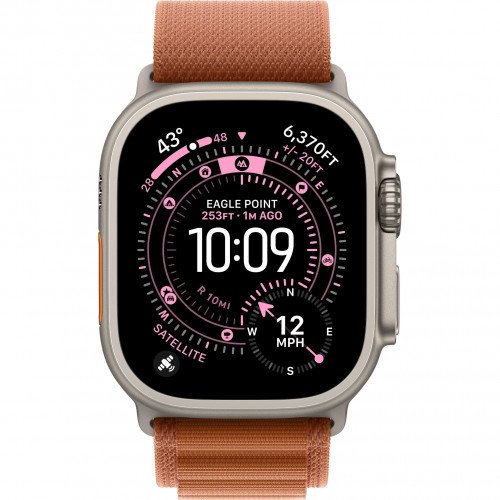 Apple Watch Ultra 3 49mm, Natural Titanium, Alpine Loop Terra Cotta, L
