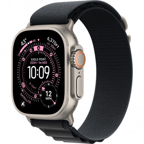 Apple Watch Ultra 3 49mm, Natural Titanium, Alpine Loop Black, M