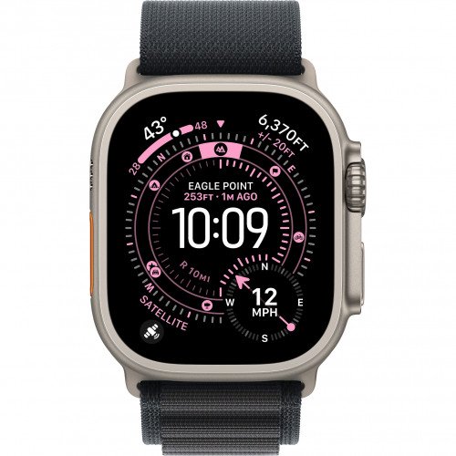 Apple Watch Ultra 3 49mm, Natural Titanium, Alpine Loop Black, M