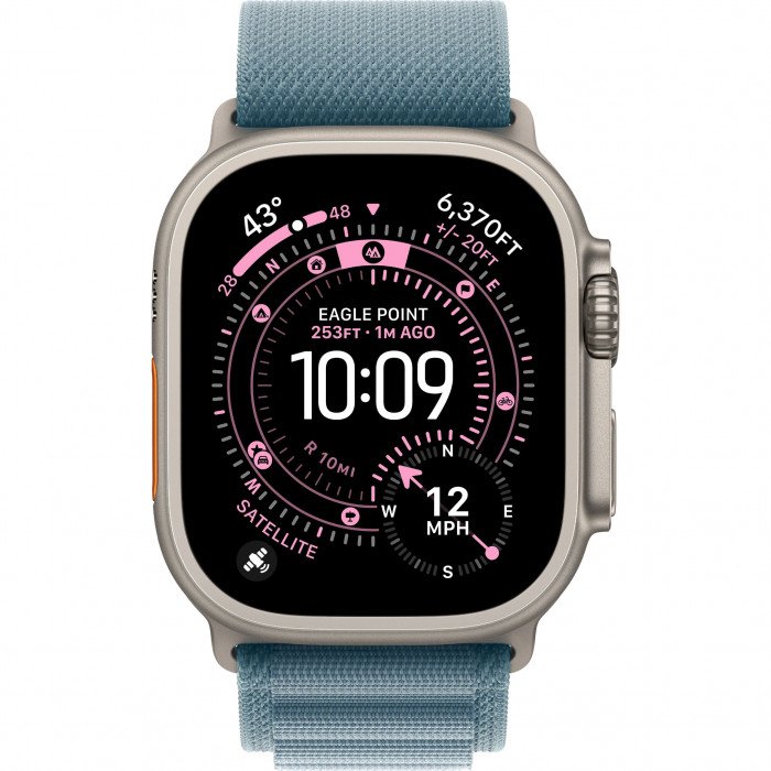 Apple Watch Ultra 3 49mm, Natural Titanium, Alpine Loop Light Blue, S